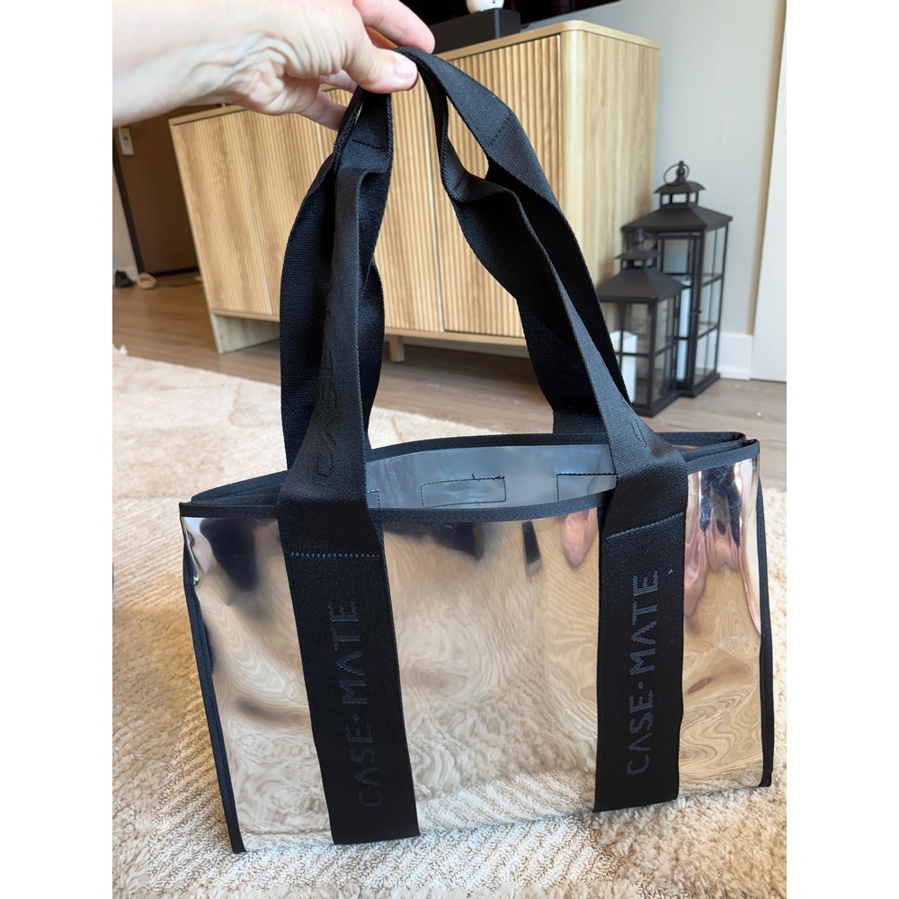 Case-Mate Large Tote Bag‎ Black and Metallic Silver Reflective Logo Straps